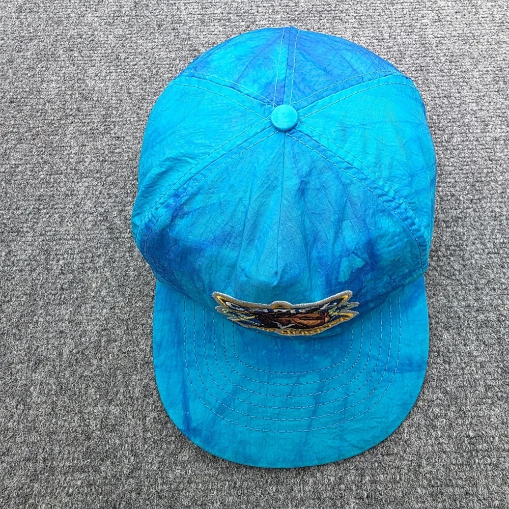 Vintage Joe Camel Smooth Character Snapback Hat Blue Tie Dye 90s Promo Cap Nylon